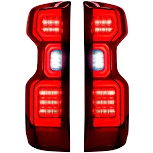 Recon Truck Accessories - 264397LEDRBK | Recon (Replaces OEM LED) Tail Lights OLED in Dark Red Smoked (2019-2023 Silverado 1500 | 2020-2023 Silverado 2500, 3500) - Image 1