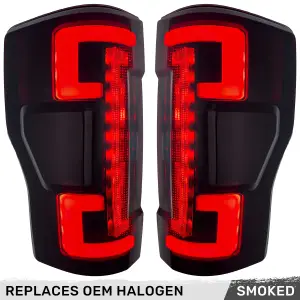 Recon Truck Accessories - 264399BK | Recon (Replaces OEM Halogen) Tail Lights OLED in Smoked (2020-2022 F250, F350 Super Duty) - Image 1