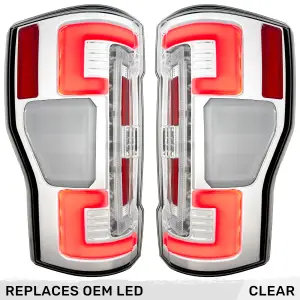 Recon Truck Accessories - 264399LEDCL | Recon (Replaces OEM LED) Tail Lights OLED in Clear (2020-2022 F250, F350 Super Duty) - Image 1