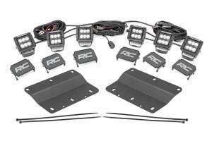 51140 | Rough Country Triple LED Fog Light Kit  | Black Series With Spot/Flood Beam Combo (2021-2024 Bronco 4WD)