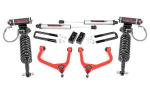 29557RED | Rough Country 3.5 Inch Lift Kit With Red Control Arms Vertex Coilovers / V2 Rear Shocks (2019-2025 Silverado 1500 2WD/4WD | Multi Leaf Springs)