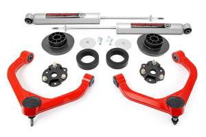 31430RED | Rough Country 3.5 Inch Lift Kit For Ram 1500 (2019-2025) | Red Finish, Struts Spacer, Premium N3 Shocks