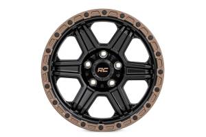 79180912 | Rough Country 79 Series Wheel | One-Piece | Semi Gloss Black w/Bronze Ring | 18x9 | 6x5.5 | 0mm