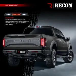 Recon Truck Accessories - 264129BK | Recon LED 3rd Brake Light Kit CREE XML LEDs in Smoked Does NOT Fit Models with OEM Cargo Bed Camera (2015-2020 F150 | 2017-2020 F250, F350 Super Duty | 2019-2020 Ranger | 2022-2024 Maverick) - Image 3