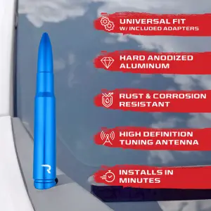 Recon Truck Accessories - 264ANT50BL | Recon .50 Cal Bullet Antenna (Fits OEM Factory Threaded Antenna) in Blue - Image 4