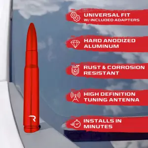 Recon Truck Accessories - 264ANT50RD | Recon .50 Cal Bullet Antenna (Fits OEM Factory Threaded Antenna) in Red - Image 4