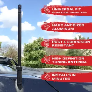 Recon Truck Accessories - 264ANTBK | Recon Aluminum 8" Antenna Mast (Fits OEM Factory Threaded Antenna) in Black - Image 3