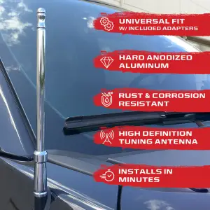 Recon Truck Accessories - 264ANTCH | Recon Aluminum 8" Antenna Mast (Fits OEM Factory Threaded Antenna) in Chrome - Image 4