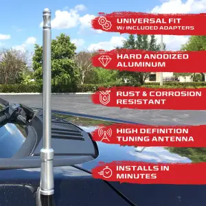 Recon Truck Accessories - 264ANTBR | Recon Aluminum 8" Antenna Mast (Fits OEM Factory Threaded Antenna) Brushed Aluminum - Image 4