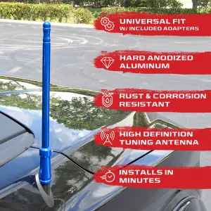 Recon Truck Accessories - 264ANTBL | Recon Aluminum 8" Antenna Mast (Fits OEM Factory Threaded Antenna) in Blue - Image 4