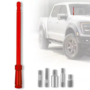 264ANTRD | Recon Aluminum 8" Antenna Mast (Fits OEM Factory Threaded Antenna) in Red