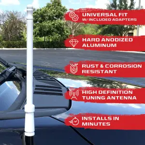 Recon Truck Accessories - 264ANTWH | Recon Aluminum 8" Antenna Mast (Fits OEM Factory Threaded Antenna) in White - Image 4