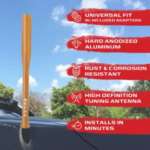 Recon Truck Accessories - 264ANTBBLW | Recon Baseball Bat Aluminum 8" Antenna (Fits OEM Factory Threaded Antenna) Wood Grain - Image 3