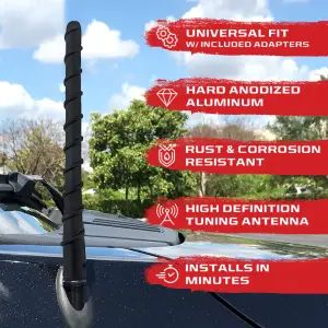 Recon Truck Accessories - 264ANTBKFR | Recon Aluminum 7" Long Range Antenna (Fits OEM Factory Threaded Antenna) in Black - Image 3