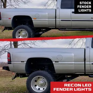 Recon Truck Accessories - 264130BK | Dually Fender Lenses (4-Piece Set) w/ 2 Red LED Lights & 2 Amber LED Lights in Smoked (1994-2001 Ram 3500) - Image 6