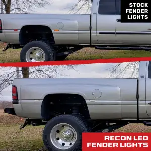 Recon Truck Accessories - 264130CL | Recon Dually Fender Lenses (4-Piece Set) w/ 2 Red LED Lights & 2 Amber LED Lights in Clear (1994-2001 Ram 3500) - Image 8