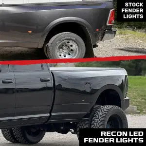 Recon Truck Accessories - 264137BK | Recon Dually Fender Lenses (4-Piece Set) w/ 2 Red LED Lights & 2 Amber LED Lights in Smoked (2010-2021 Ram 3500) - Image 6