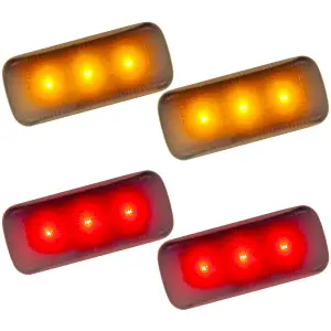 Recon Truck Accessories - 264137CL | Recon Dually Fender Lenses (4-Piece Set) w/ 2 Red LED Lights & 2 Amber LED Lights in Clear (2010-2021 Ram 3500) - Image 1