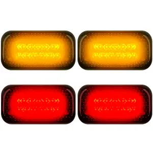 Recon Truck Accessories - 264138BK | Recon Dually Fender Lenses (4-Piece Set) w/ 2 Red LED Lights & 2 Amber LED Lights in Smoked (2015-2024 Silverado, Sierra 3500) - Image 1