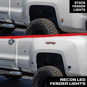 Recon Truck Accessories - 264138BK | Recon Dually Fender Lenses (4-Piece Set) w/ 2 Red LED Lights & 2 Amber LED Lights in Smoked (2015-2024 Silverado, Sierra 3500) - Image 7