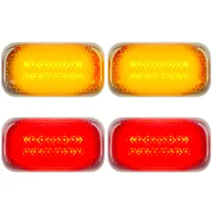 Recon Truck Accessories - 264138CL | Recon Dually Fender Lenses (4-Piece Set) w/ 2 Red LED Lights & 2 Amber LED Lights in Clear (2015-2024 Silverado, Sierra 3500) - Image 1