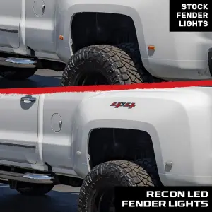 Recon Truck Accessories - 264138WHCL | Recon Dually Fender Lenses (4-Piece Set) w/ 4 White LED Lights in Clear (2015-2024 Silverado, Sierra 3500) - Image 8