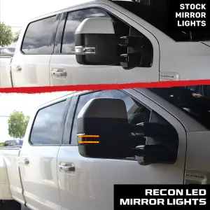 Recon Truck Accessories - 264245AMBK | Recon Side Mirror Lenses Amber LED Running Light | Amber Blinking LED Turn Signal in Smoked (2017-2024 F250, F350 Super Duty) - Image 4