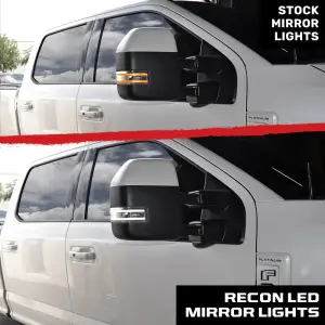 Recon Truck Accessories - 264245WHCLX | Recon Side Mirror Lenses White LED Running Lights | Amber Blinking LED Turn Signal in Clear (2017-2024 F250, F350 Super Duty) - Image 5