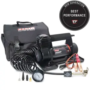 VIAIR - 40143 | VIAIR 400P EF Portable Compressor / Tire Inflator With Inline 100 PSI Gauge Air Hose | 150 PSI, 12 Volt Power Battery Clamps With 2-Pin SAE Connector - Image 4