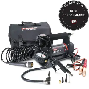 VIAIR - 40145 | VIAIR 400P EF Automatic Portable Compressor / Tire Inflator With Inline 160 PSI Gauge Inflation Gun | 150 PSI, 12 Volt Power Battery Clamps With 2-Pin SAE Connector - Image 4