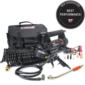 VIAIR - 45157 | VIAIR 450P-RV EF Automatic Portable Compressor / Tire Inflator With Inline 160 PSI Gauge Inflation Gun | 150 PSI, 12 Volt Power Battery Clamps With 2-Pin SAE Power Connector - Image 3