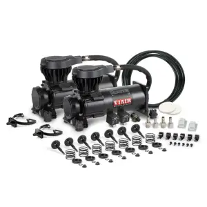 31032 | VIAIR 310C Stealth Series Dual Performance Value Pack Air Compressor 12 Volt In Black On Silver | 200 PSI, Max Air Tank Size 10 Gallon