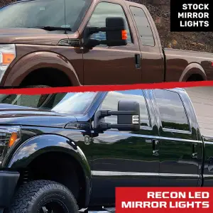 Recon Truck Accessories - 264140WHBKSX | RECON Side Mirror Lenses Ultra High Power White/Amber Running Lights & Scanning Amber Turn Signals in Smoked (2008-2016 F250, F350 Super Duty) - Image 8