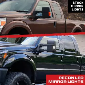 Recon Truck Accessories - 264140WHCLSX | RECON Side Mirror Lenses (Ultra High Power White/ Amber Running Lights & Scanning Amber Turn Signals in Clear (2008-2016 F250, F350 Super Duty) - Image 8