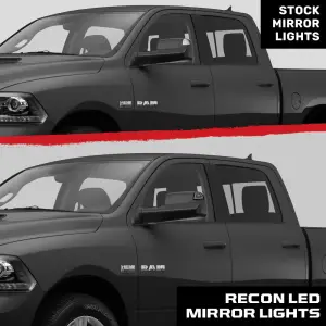 Recon Truck Accessories - 264247BKX | RECON Corner Side Tow Mirror Turn Signal & Running Light with Amber LED Turn Signals & White LED Running Lights in Smoked (2021-2024 Ram 1500 | 2019-2022 Ram 2500, 3500) - Image 8