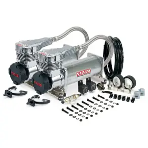 48532 | VIAIR 485C Dual Performance Value Pack Air Compressor 12 Volt In Platinum | 200 PSI, Max Air Tank Size 10 Gallon