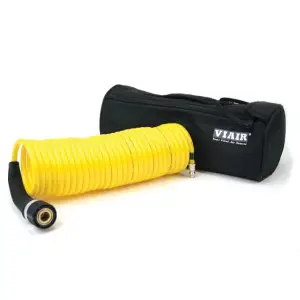 00030 | VIAIR Extension Coil Hose With 1/4 Inch Quick Connect Coupler & Stud | 30 Feet, Yellow, Nylon