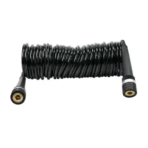 00034 | VIAIR Coil Hose With 1/4 Inch Quick Connect Couplers | 30 Feet, Black, PU Inside Braided