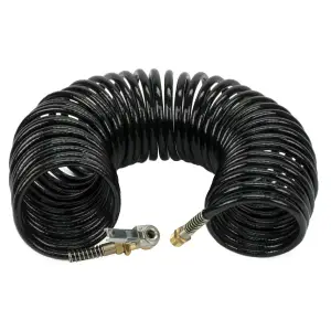 00039 | VIAIR Coil Hose With 1/4 Inch Quick Connect Stud & Clip On Air Chuck | 35 Feet, Black, PU Inside Braided