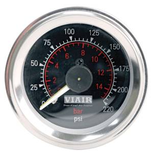 90080 | VIAIR Dash Panel Gauge | 220 PSI, Black, 2 Inch, Dual Needle, Illuminated