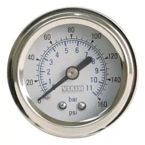 90087 | VIAIR Dash Panel Gauge | 160 PSI, White, 2 Inch, Single Needle, Illuminated