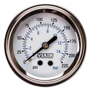 90089 | VIAIR Dash Panel Gauge | 220 PSI, White, 2 Inch, Single Needle, Illuminated