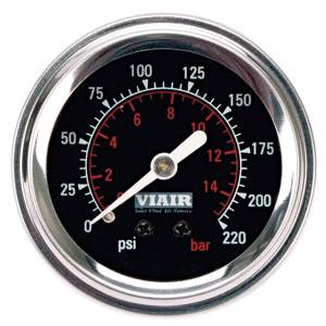 90090 | VIAIR Dash Panel Gauge | 220 PSI, Black, 2 Inch, Single Needle, Illuminated