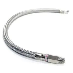 92791 | VIAIR Stainless Steel Braided Leader Hose | With Check Valve, 3/8" (M) To 3/8" (M) Swivel, 24"