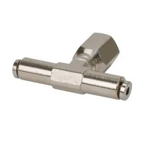 11826 | VIAIR Swivel T Push To Connect Fitting | Pack Of 2, 1/8" NPT (F) To 1/8" To 1/8" Airline