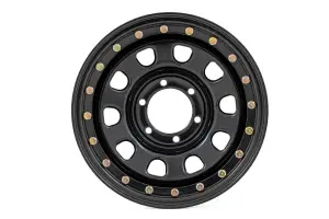 RC51-5165SL | Rough Country Steel Simulated Bead Lock Wheel Black | 15x10 | 5x4.5 | 3.30 Bore | -39mm