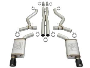 aFe Power - 49-33072-1B | AFE Power MACH Force-Xp 3 IN 304 Stainless Steel Cat-Back Exhaust System w/Black Tip (2015-2017 Mustang V8-5.0L/V6-3.7L) - Image 2