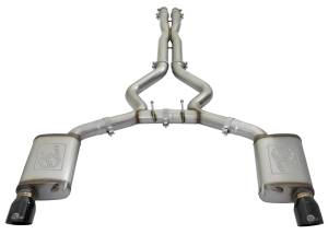 aFe Power - 49-33072-1B | AFE Power MACH Force-Xp 3 IN 304 Stainless Steel Cat-Back Exhaust System w/Black Tip (2015-2017 Mustang V8-5.0L/V6-3.7L) - Image 1