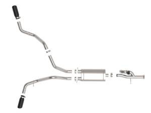 aFe Power - 49-34133-B | AFE Power Gemini XV 3 IN 304 Stainless Steel Cat-Back Exhaust System w/ Cut-Out Black (2009-2018 Silverado, Sierra 1500 V6-4.3/V8-4.8/5.3L) - Image 2