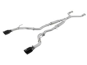 49-36132NM-B | AFE Power Takeda 2-1/2 IN 304 Stainless Steel Cat-Back Exhaust System w/ Black Tips (2016-2024 Q50 V6-3.0L tt)